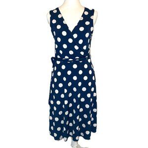 Mix by 41Hawthorn Blue White Polka Dot Wrap Spandex Stretchy Dress Size M